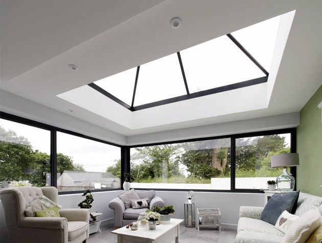 large roof light in contemporary extension