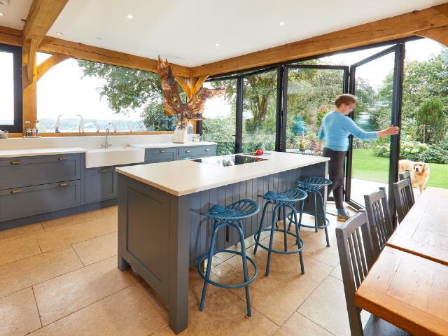 aluminium bifold doors in a gamekeepers lodge renovation